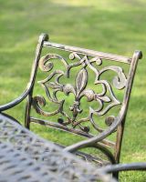 Close-Up of Stunning Fleur-de-Lys Motif on Chair Backrest Close-Up of Stunning Fleur-de-Lys Motif on Chair Backrest