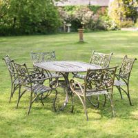 Stunning Cast Aluminium Six-Seater Fleur-de-Lys Oval Garden Table & Chair Set Stunning Cast Aluminium Six-Seater Fleur-de-Lys Oval Garden Table & Chair Set