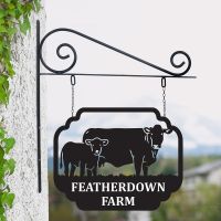 Stunning Steel Cow & Calf Hanging House Name Sign