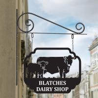 Stunning Steel Hanging House Name Sign with Cow & Calf Design