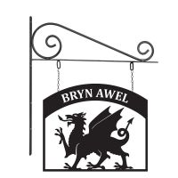 Close-Up of Stunning Steel Welsh Dragon Hanging House Name Sign