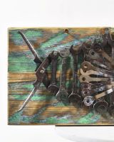 Close up of Recycled Metal Sturgeon Wall Art tail Close up of Recycled Metal Sturgeon Wall Art tail