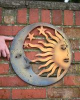 Sun and moon garden wall art scale