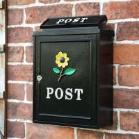 Black & Yellow "Oxford" Sunflower Wall Mounted Post Box
