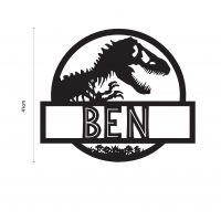 T-Rex Steel Monogram Name Sign with the Name "Ben"