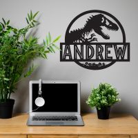 T-Rex Steel Monogram Name Sign in Situ in the Office