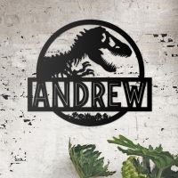 T-Rex Steel Monogram Steel House Name Sign on Situ on a Stone Wall