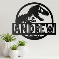 T-Rex Steel Monogram Name Sign Being Used as Wall Art Inside the Home