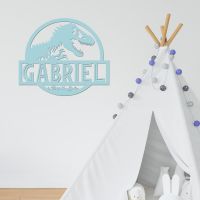 T-Rex Steel Monogram Name Sign in Situ in the Play Room T-Rex Steel Monogram Name Sign in Situ in the Play Room