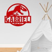 T-Rex Steel Monogram Name Sign in Situ in the Play Room