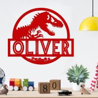 T-Rex Steel Monogram Steel House Name Sign in Situ on a White Wall in the a Bedroom