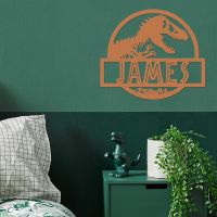 T-Rex Steel Monogram Steel House Name Sign in Situ on a Green Wall