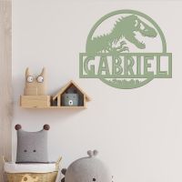 T-Rex Steel Monogram Name Sign Being Used as Wall Art Inside the Home