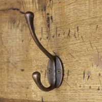 The 110mm Victorian Hat and Coat Hook in Antique Copper on a Wooden Timber Frame - Digital Illustration