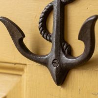 The 130mm Maritime Double Anchor Rope Coat Hook in Antique Iron Showing a Close up of the Double Hook - Digital Illustration