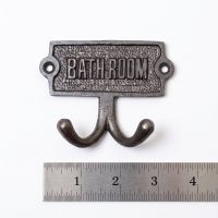 The Bathroom Plaque Double Robe Hook in Cast Antique Iron