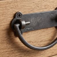 The Blacksmith Curved Loop Drop Pull 105mm x 35mm Showing a Close up of the Hinge Mechanism - Digital Illustration