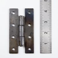 The Blacksmith Straight H-Hinge - 102mm on a White Background next to a Steel Ruler for Scale - Digital Illustration