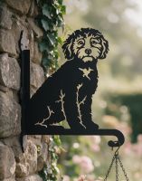 The Cockapoo Hanging Basket Bracket In aCountry Garden on a Rock wall - Digital Illustration