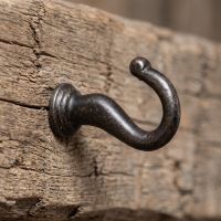 The Cotswold Antique Iron Threaded Ceiling Beam Hook - 100mm Shown Mounted into a Timber Frame - Digital Illustration