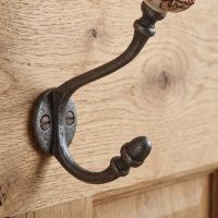 The Cotswold Ceramic Knob Cast Antique Iron Hat & Coat Hook Showing a Close up of the Lower Hook - Digital Illustration