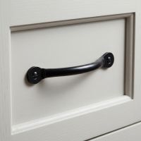The Cotswold Penny End Arched Pull Handle - 180mm Shown on a Light Grey Drawer - Digital Illustration