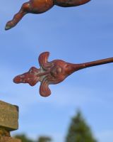The Flight of Flying Pigs Verdigris Copper Weathervane Showing the Rear of the Directional Arrow