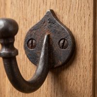 The Forge Antique Iron Single Peg Wall Hook Showing a Close up of the Decorative Spade Backplate - Digital Illustration