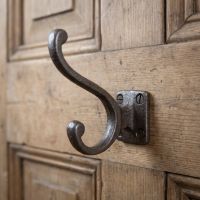 The Georgian Square Mounting Plate Hat and Coat Hook - 100mm Mounted on a Traditional Timber Door - Digital Illustration