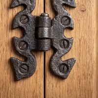 The Gothic Serpentine Butterfly Cabinet Hinge - 70mm Showing the Screw Atttachments close up - Digital Illustration