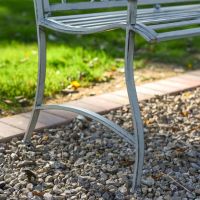 The Grey "Belvedere" Wrought Iron Garden Bench Showing a Close up of the Curved Legs