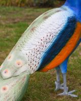 The Highgrove Cast Aluminium Peacock Garden Sculpture Showing a Close up of the Coloured Wings