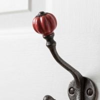 The Ironmonger Acorn Rose Red Ceramic Coat Hook - 125mm Showing the Upper Hook - Digital Illustration