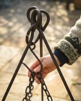The Kadai Bowl BBQ Cooking Tripod and Chain Showing a Close up of the Hook Attached to the Tripod - Digital Illustration