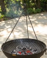The Kadai Bowl BBQ Cooking Tripod and Chain Shown over a Lit Kadai Bowl with Grill - Digital Illustration