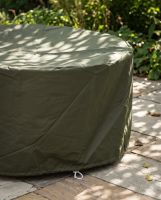 The Kadai Bowl Fabric Rain Cover for 90cm Bowls Shown Covering a Firepit when not in Use - Digital Illustration