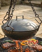 The Kadai Canopy Fire Bowl Lid On top of a Hanging Bowl over a Firepit - Digital Illustration