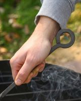 The Kadai Hand-Forged Iron Cooking Fork with Ring Handle Showing a Close up of the Looped Handle - Digital Illustration