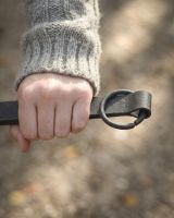 The Kadai Hand-Forged Iron Cooking Tongs with Ring Handle Showing a Close up of the Hanging Ring - Digital Illustration
