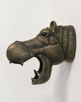 The Kalahari the Hippo Wall Sculpture Shown From the Side Mounted on a Wall