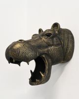 The Kalahari the Hippo Wall Sculpture Shown Mounted on a White Wall