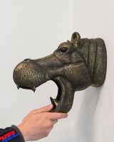 The Kalahari the Hippo Wall Sculpture Shown with Hand in Shot for Scale