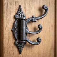 The Kensington Swivel Triple Arm Coat Hook Shown Mounted on a Wooden Door - Digital Illustration