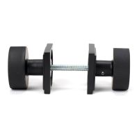 The Knurled Mortice/Rim Knob Set on a Square Rose in Matt Black Shown Screwed Together from the Side The Knurled Mortice/Rim Knob Set on a Square Rose in Matt Black Shown Screwed Together from the Side