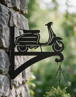 The Lambretta Scooter Hanging Basket Bracket Fitted to a Brick Wall on a Country Cottage - Digital Illustration