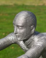 The Leap of Faith Contemporary Garden Statue Showing a Close up of the Ribbed Head