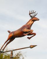 The Leaping Stag Verdigris Copper Weathervane Showing the Deer Figure from Below