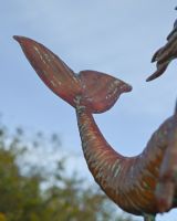The Maritime Mermaid Verdigris Copper Weathervane Showing a Close up Shot of the Tail