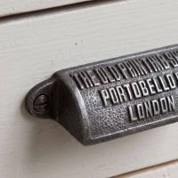 The Portobello Antique Iron Cup Pull Handle 98mm Showing a Close up of the Screw Attachment - Digital Illustration