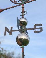 The Proud Cockerel Verdigris Copper Weathervane Showing the Directional Lettering